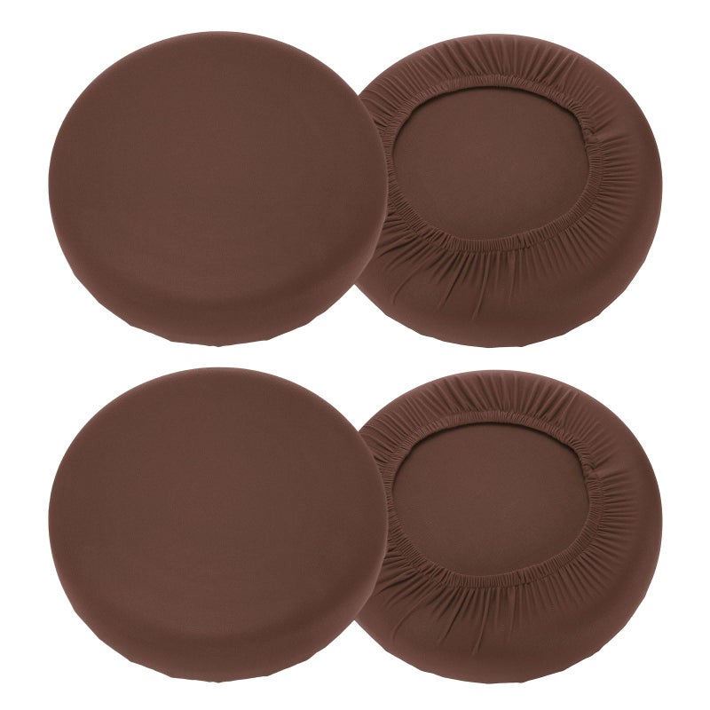 uxcell 4 Pack Stool Covers Round, 16-18 Inch Bar Stool Covers Washable Dustproof Slipcover Seat Cushion with Elastic for Bar Kitchen Living Room Decor, Dark Brown - Image 1