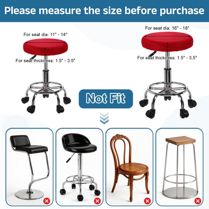 uxcell 4 Pack Stool Covers Round, 16-18 Inch Bar Stool Covers Washable Dustproof Slipcover Seat Cushion with Elastic for Bar Kitchen Living Room Decor, Dark Brown - Image 5