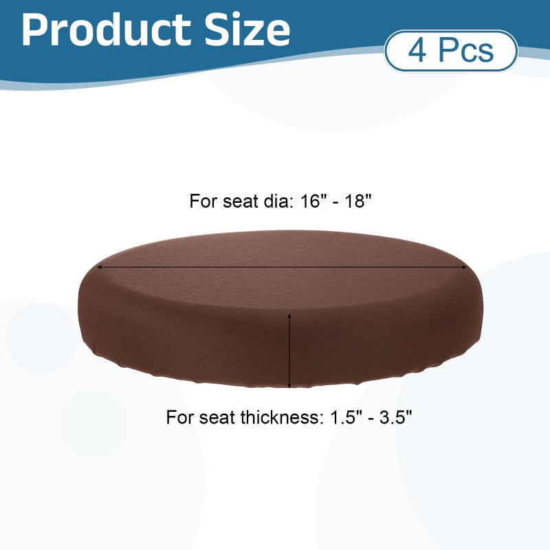 uxcell 4 Pack Stool Covers Round, 16-18 Inch Bar Stool Covers Washable Dustproof Slipcover Seat Cushion with Elastic for Bar Kitchen Living Room Decor, Dark Brown - Image 2