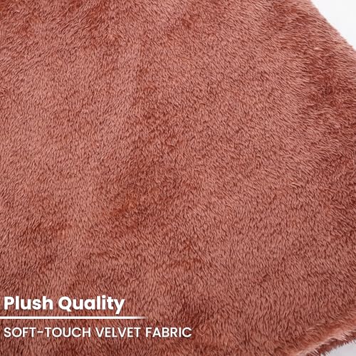 FABANE Premium Faux Rabbit Fur Sofa Cover – Rosewood – 3-Seater (27" × 72" / 70 × 180 cm) | Plush, Washable, Anti-Slip Sofa Protector Mat - Image 3