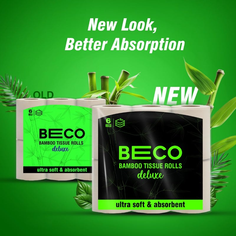 BECO Toilet Tissue Rolls | 3-ply, 960 Pulls (160 x 6 Rolls) | Tissue Paper Roll, Toilet Paper, Toilet Roll Eco Friendly, Soft & Highly Absorbent, 100% Natural Bamboo, Chemical-Free, Hypoallergenic - Image 2