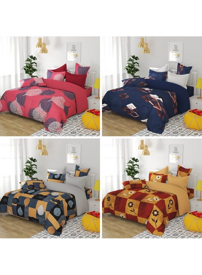 VAS COLLECTIONS VAS COLLECTION Prime Combo Pack of 4 Single Bedsheets with 4 Pillow Covers | 160 TC Soft Brushed Glace Cotton -Long Lasting & Wrinkle Free - | 228x152 Cm Or 4X7.5 Ft-Pink & Beige - Image 4