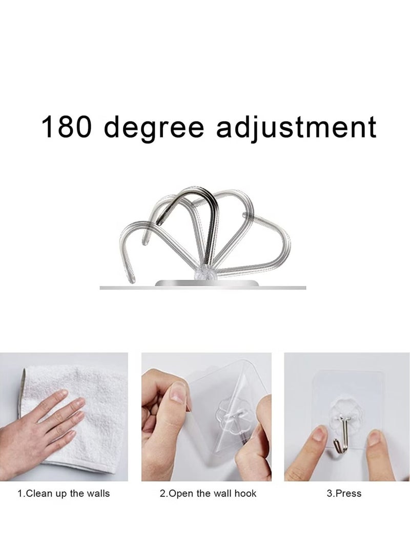 الصاعد 20 قطعة من خطافات لاصقة ذاتية اللصق مقاومة للماء ومضادة للزيوت وشديدة التحمل على الحائط - Image 2