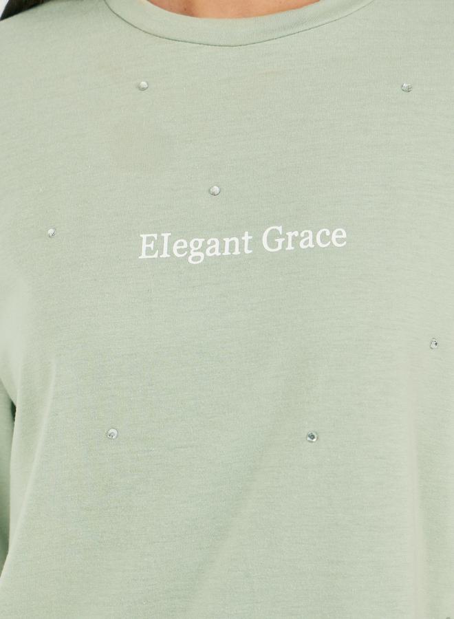 Styli Embellished Slogan Print Oversized T-Shirt - Image 4