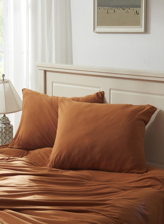 H HOUSEHOLD Household 100% Jersey Cotton Pillowcase 20”x36”-Light Weight, Comfortable, Super Soft Pillow Case with Envelope Closure Set of 2 (Burnt Orange, King Size Pillowcase) - Image 1