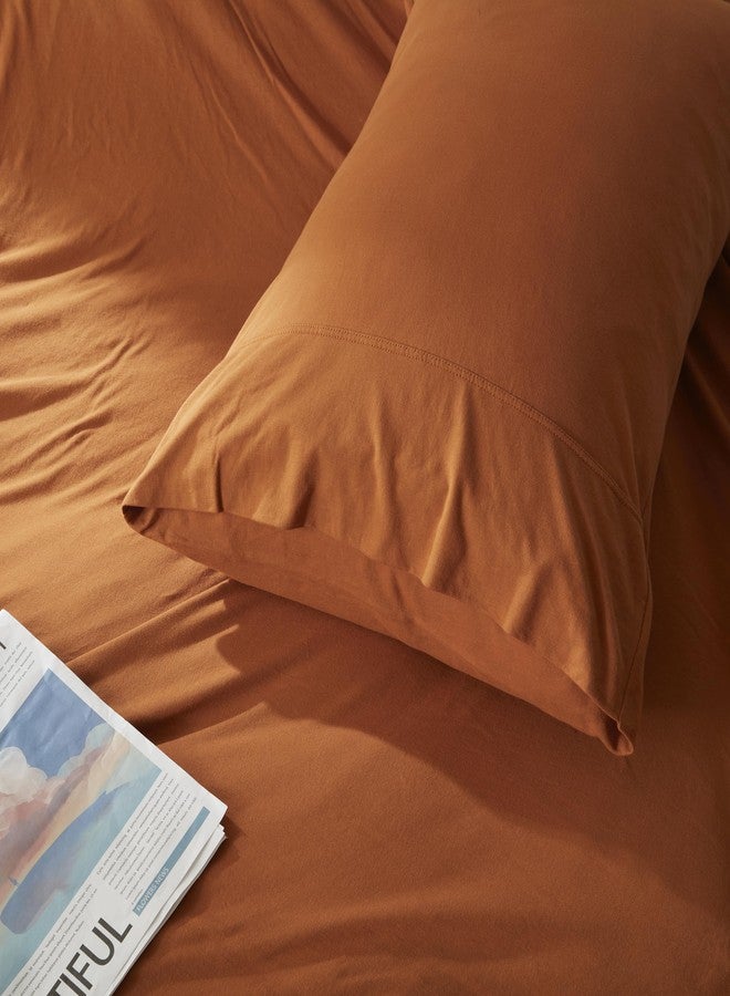 H HOUSEHOLD Household 100% Jersey Cotton Pillowcase 20”x36”-Light Weight, Comfortable, Super Soft Pillow Case with Envelope Closure Set of 2 (Burnt Orange, King Size Pillowcase) - Image 4