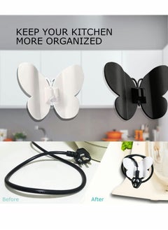 SYOSI 4Pcs Cord Organizer, Wire Holder Organizer to Stick on Home Appliances, Clip for Coffee Maker Stirrer Air Fryer (Black,White)  - Image 4