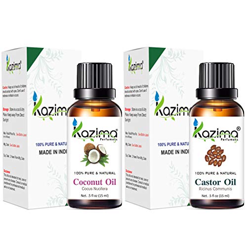 KAZIMA Combo of Cold Pressed Castor Carrier Oil and Coconut Carrier Oil for Hair, Skin and Body, 15 ml each - Image 4