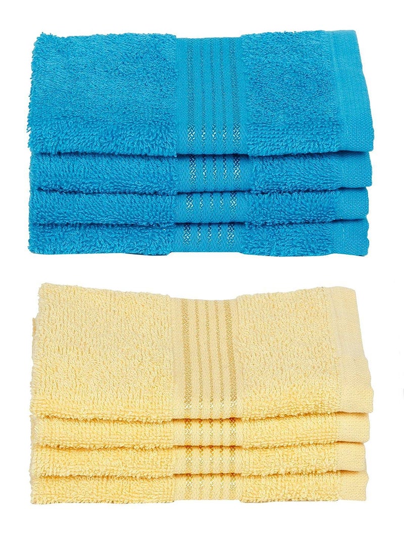 KOPA Quick Dry 100% Cotton Soft Terry Towel -8pc Face Towel (d'ross) | Quick Dry 100% Cotton | Super Absorbent, Lightweight, Odour Free - for Men, Women, Kids Solid-Turq/Yellow - Image 2