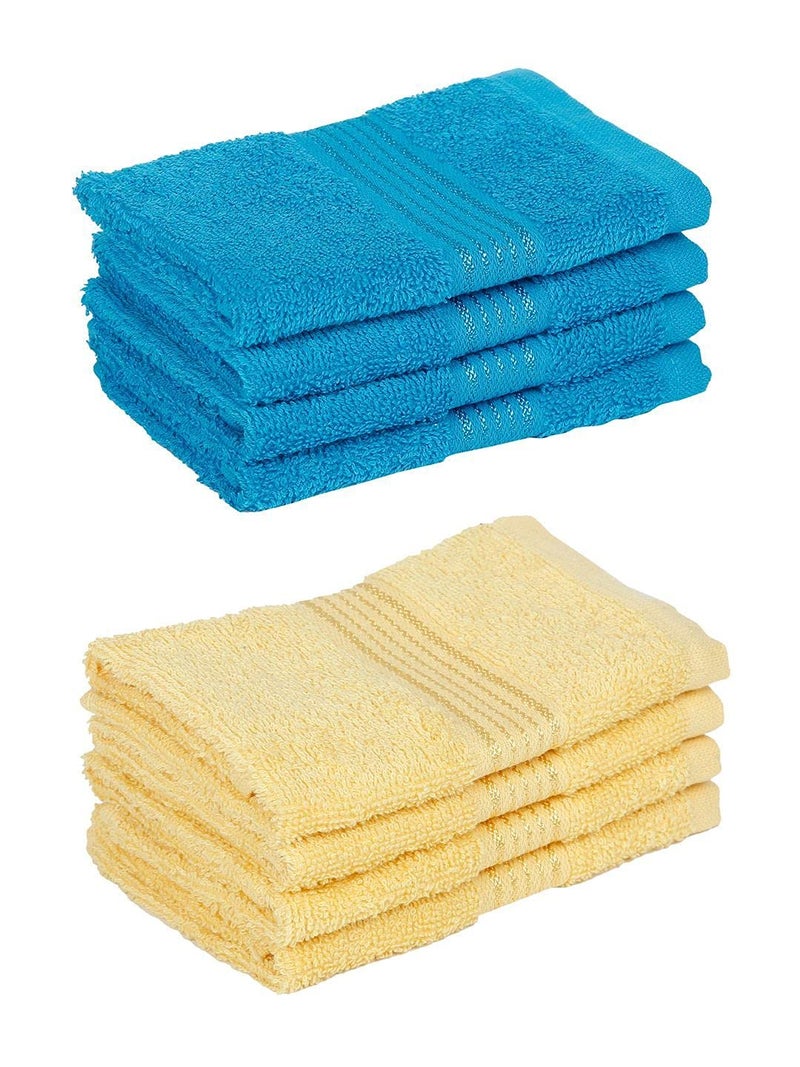 KOPA Quick Dry 100% Cotton Soft Terry Towel -8pc Face Towel (d'ross) | Quick Dry 100% Cotton | Super Absorbent, Lightweight, Odour Free - for Men, Women, Kids Solid-Turq/Yellow - Image 3