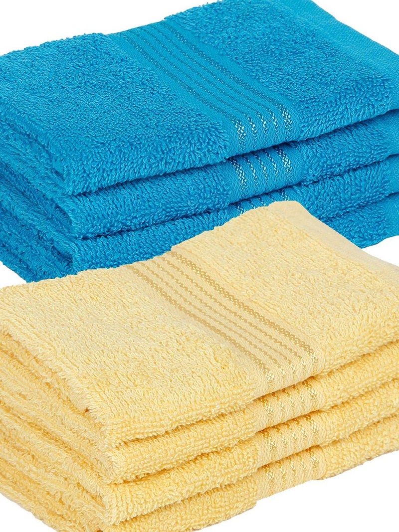 KOPA Quick Dry 100% Cotton Soft Terry Towel -8pc Face Towel (d'ross) | Quick Dry 100% Cotton | Super Absorbent, Lightweight, Odour Free - for Men, Women, Kids Solid-Turq/Yellow - Image 5