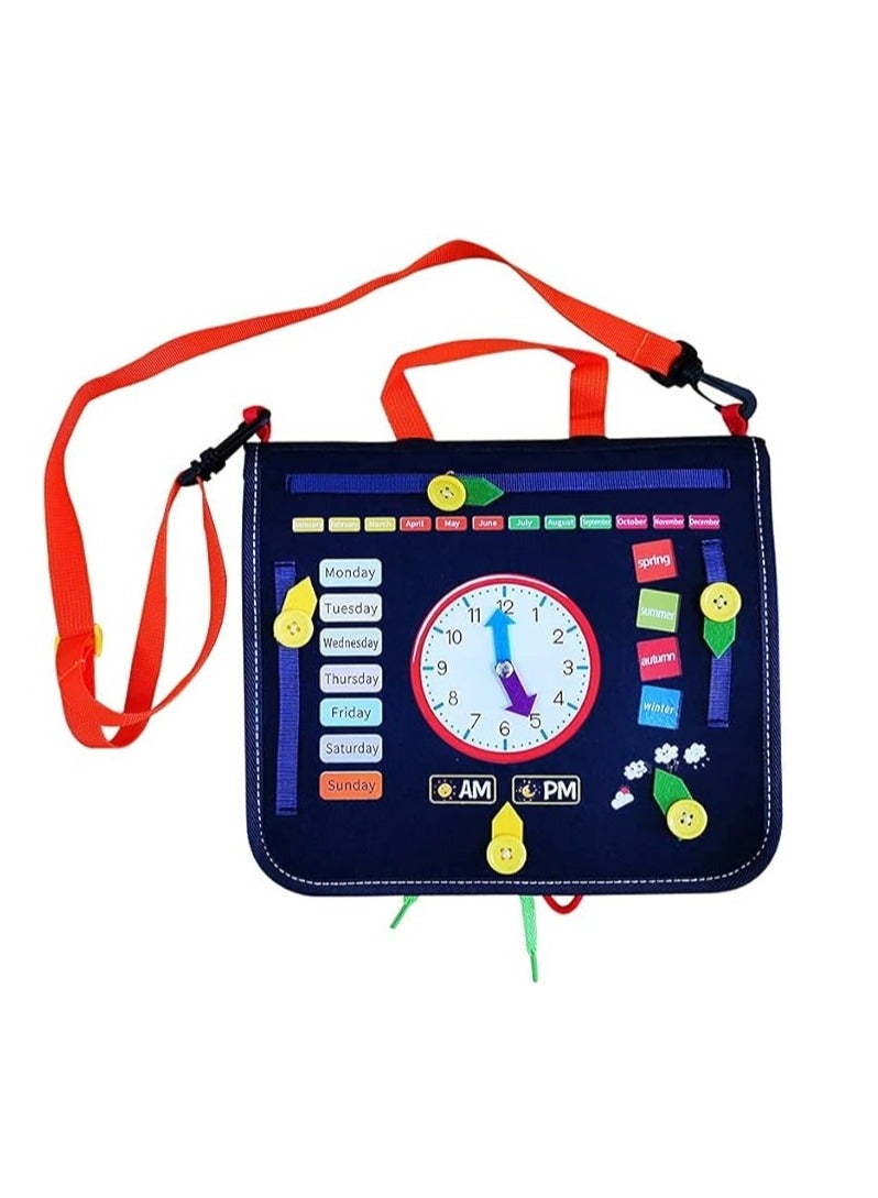 Busy Board Sensory Travel Toy for Toddlers, Montessori Learning to Dress Activity Toy, for Preschool Age with Buckle, Shoe Lace, Clock and Alphabet, Busy Book Bag Toy for Kids  - Image 3