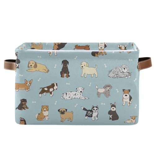XUWU Multipurpose Storage Basket Bin Cute Dog Puppy Organizer Collapsible Shelf Basket Cube with Handle for Nursery Bedroom Bathroom - Image 1