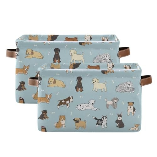 XUWU Multipurpose Storage Basket Bin Cute Dog Puppy Organizer Collapsible Shelf Basket Cube with Handle for Nursery Bedroom Bathroom - Image 3