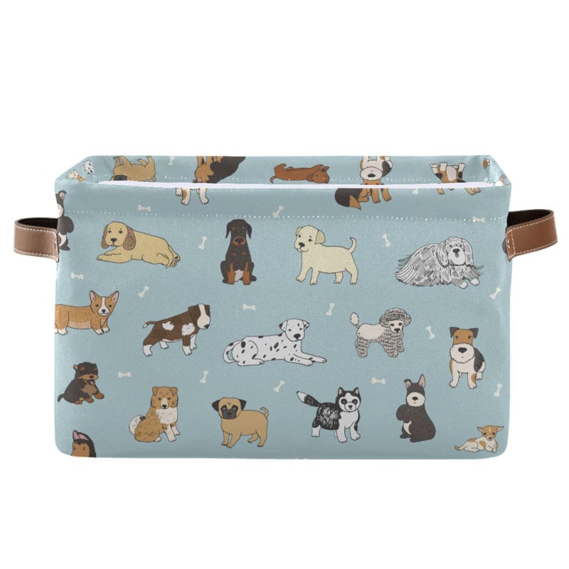 XUWU Multipurpose Storage Basket Bin Cute Dog Puppy Organizer Collapsible Shelf Basket Cube with Handle for Nursery Bedroom Bathroom - Image 2