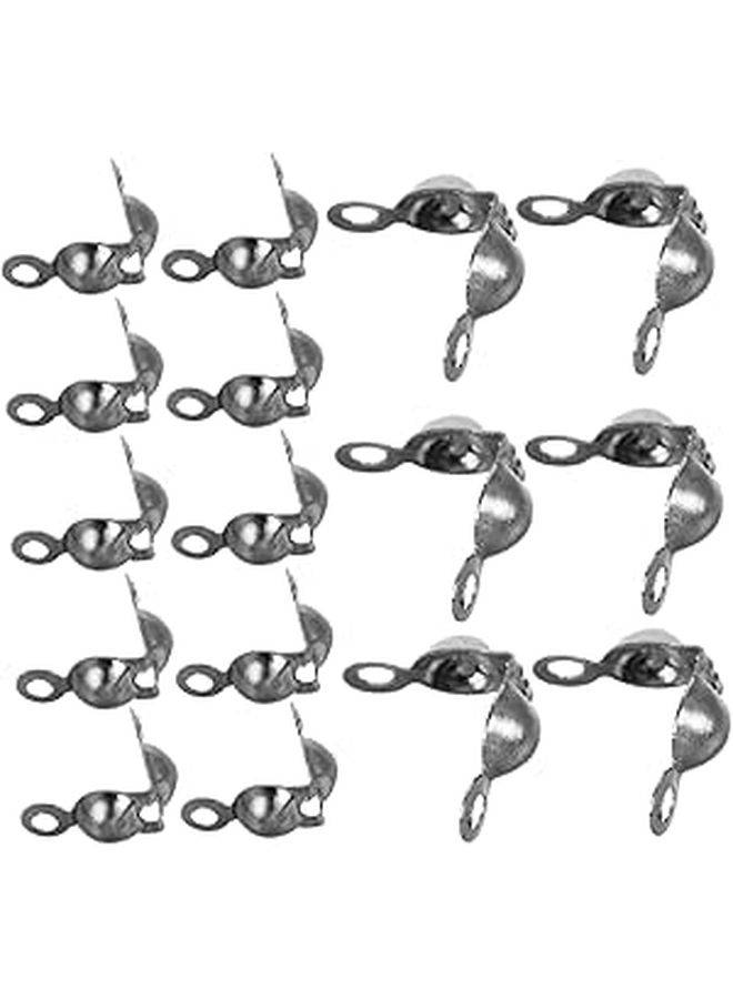 200pcs Black Crimp Beads Double Sided Knot Covers for Jewelry Making Clamshell Design - Image 1