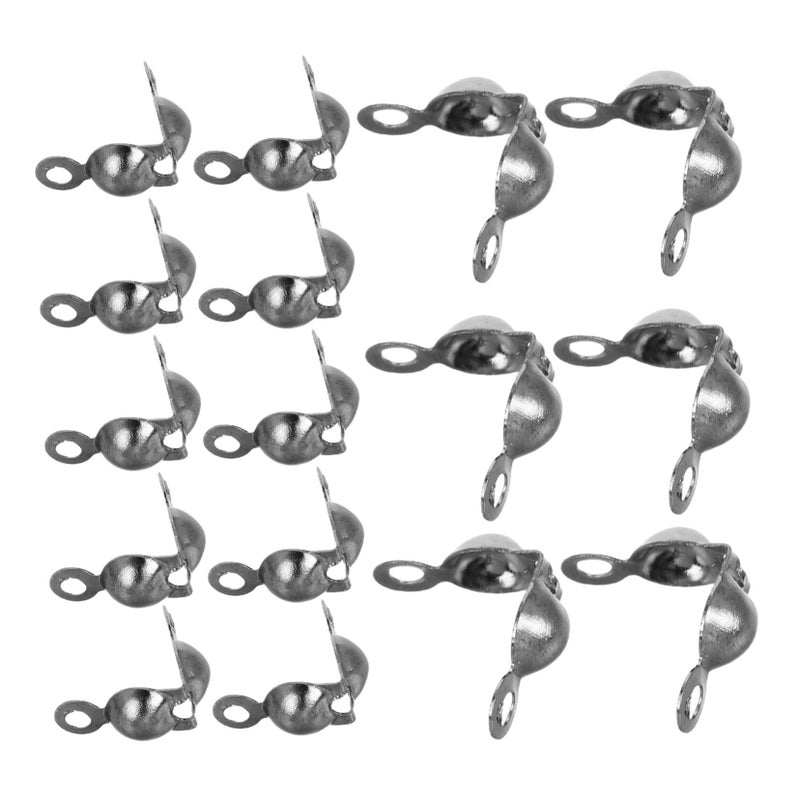 200pcs Black Crimp Beads Double Sided Knot Covers for Jewelry Making Clamshell Design - Image 2
