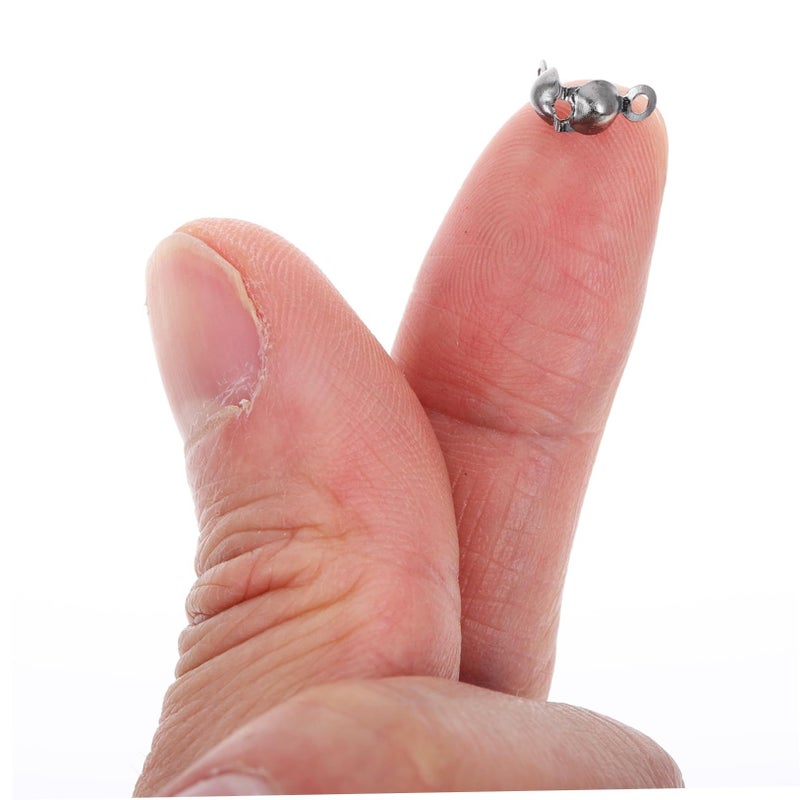 200pcs Black Crimp Beads Double Sided Knot Covers for Jewelry Making Clamshell Design - Image 4