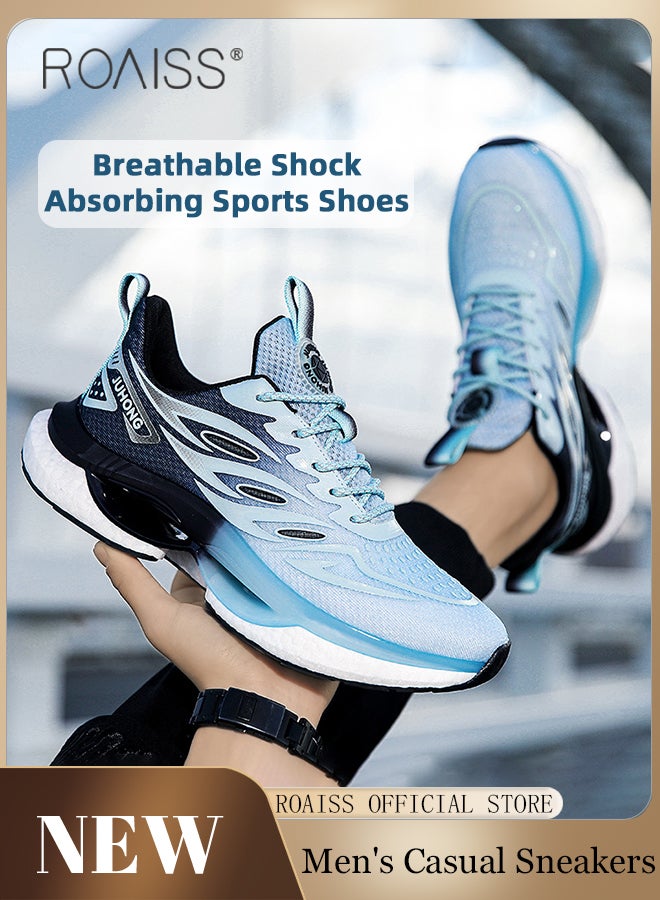 رويس أحذية رياضية يومية كاجوال شبكية منخفضة الأربطة للرجال، رأس مستدير متعدد الاستخدامات مع تصميم بألوان متباينة، غير قابلة للانزلاق ومقاومة للاهتراء، أحذية جري مريحة ومسامية في الحرم الجامعي - Image 1