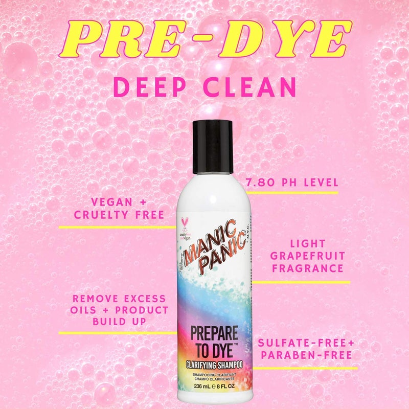 MANIC PANIC Prepare to Dye Clarifying Shampoo for Women & Men - Sulfate Free Shampoo For Color Treated Hair - Remove Product Build Up & Prepare for Coloring - Vegan & Cruelty-Free (8oz) - Image 3