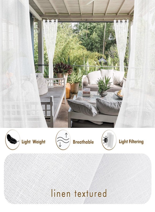HolidayIdeas White Outdoor Sheer Curtains for Patio Waterproof-4 Panels Linen Semi Voile Indoor Sheer Curtains, Light Filtering Privacy Drapes for Living Room, Gazebo, Porch, Balcony, Pool 54"x84" - Image 3