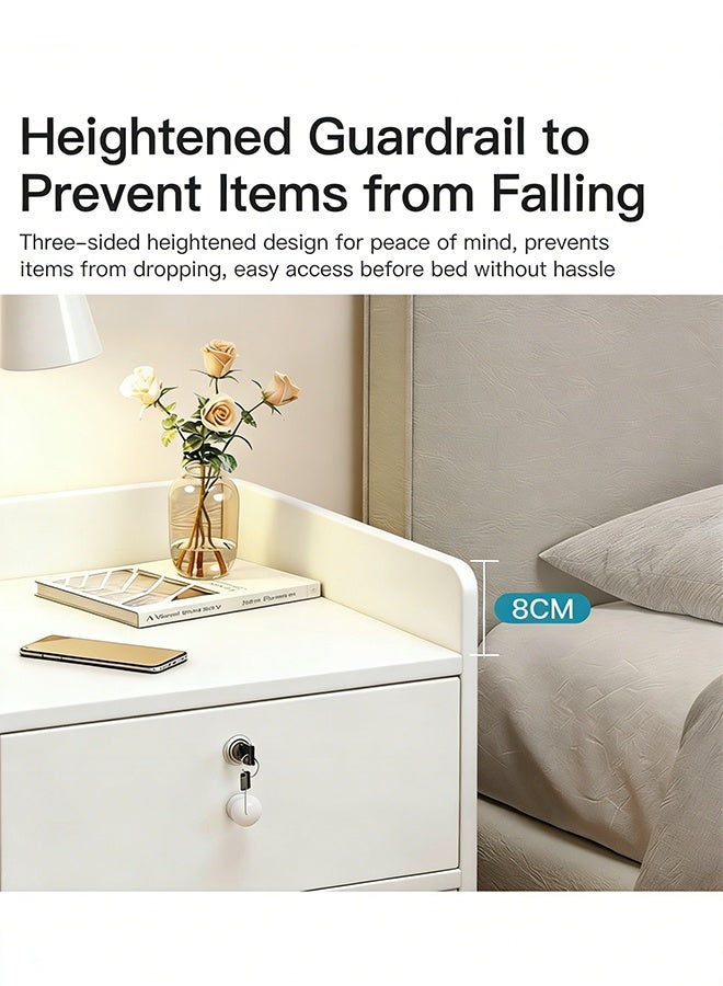 Space-Saving White Wooden Bedside Table with 2 Drawers, Multi-Functional Modern Side Cabinet for Storage, Perfect as Nightstand or Corner Table (60*40*60CM) - Image 5