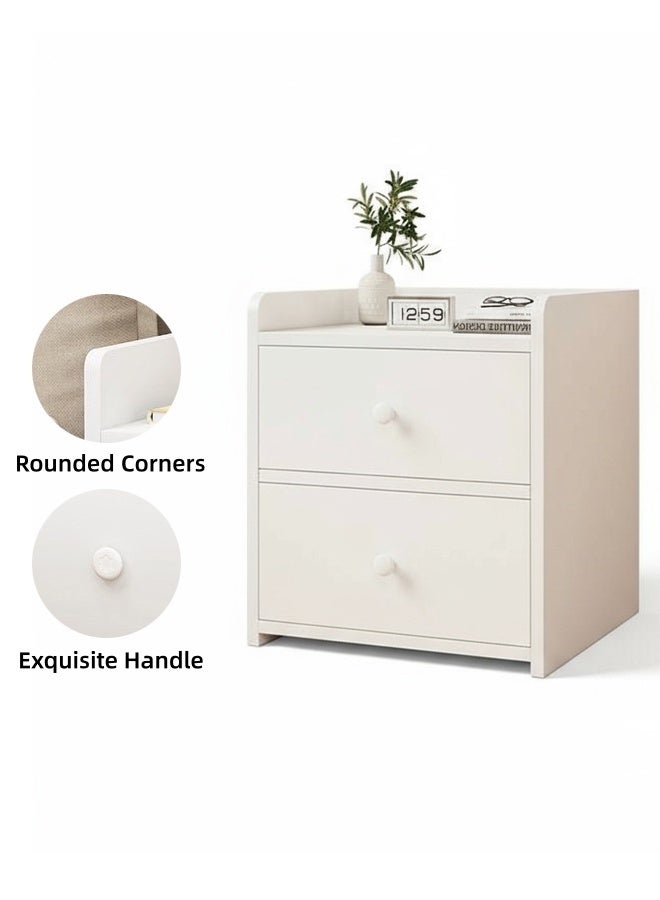 Space-Saving White Wooden Bedside Table with 2 Drawers, Multi-Functional Modern Side Cabinet for Storage, Perfect as Nightstand or Corner Table (60*40*60CM) - Image 4