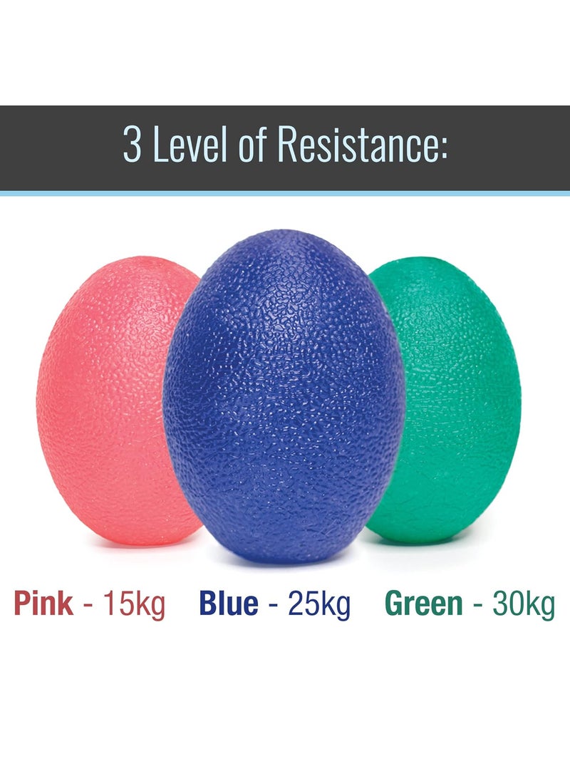 DMI DMI 3Piece Stress Ball Set for Adult Use to Relieve Stress  Anxiety Improve Finger  Grip Strength Pink Green  Blue Colors  - Image 2