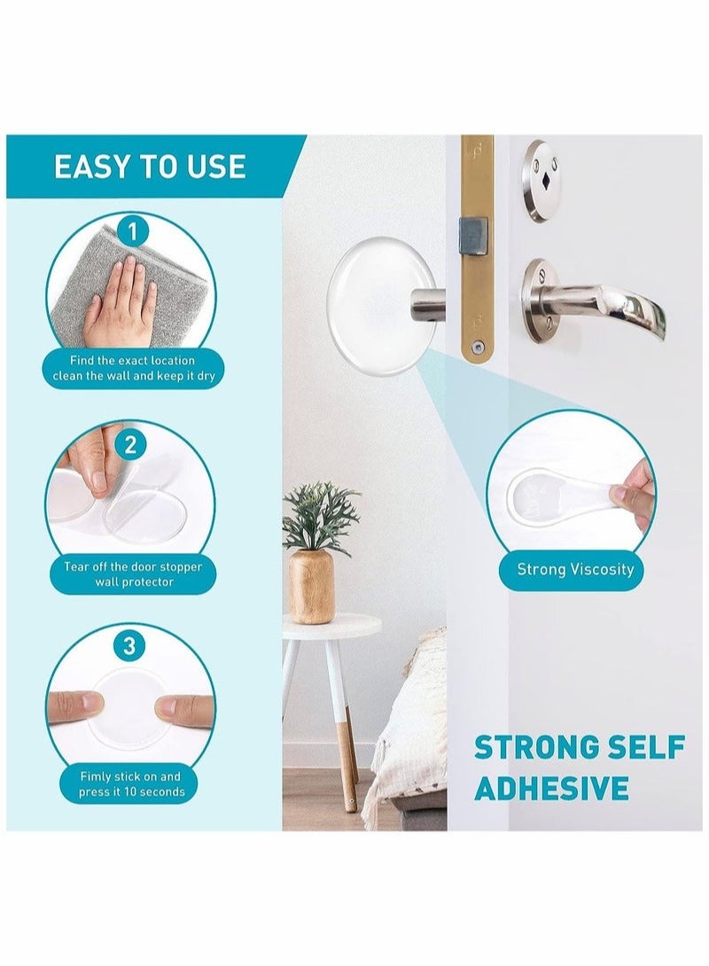 زي جي تريو 12 قطعة سيليكون الباب سدادة واقيات الجدار لحماية باب الجدار مقبض باب الثلاجة الباب ، مقبض الباب حامي الجدار مع الالتصاق القوي شفافة جولة سيليكون مقبض الباب الوفير - Image 3
