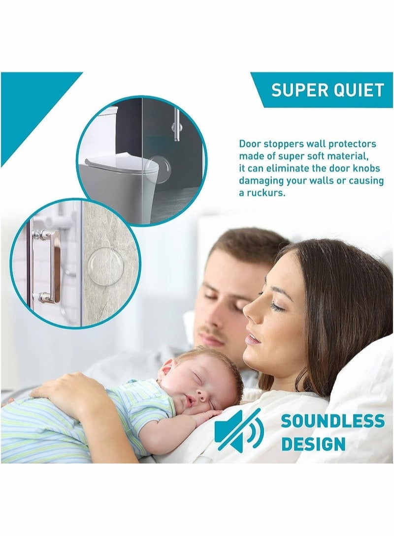 زي جي تريو 12 قطعة سيليكون الباب سدادة واقيات الجدار لحماية باب الجدار مقبض باب الثلاجة الباب ، مقبض الباب حامي الجدار مع الالتصاق القوي شفافة جولة سيليكون مقبض الباب الوفير - Image 5