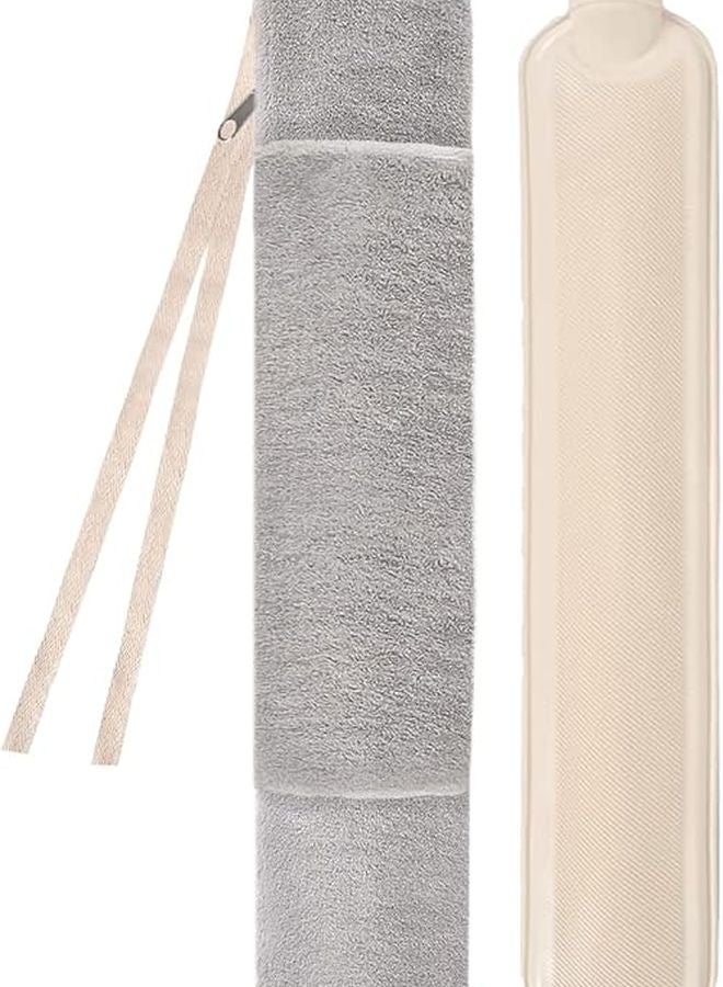Light Gray Hot Water Bottle with Cover 2000ml Long Zipper Warmer for Body Hands Feet Bed Camping - Image 1