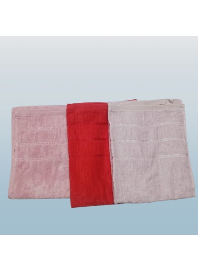 High-quality 3-piece towel set (one side cotton, one side velvet), 50x100 cm - Image 1