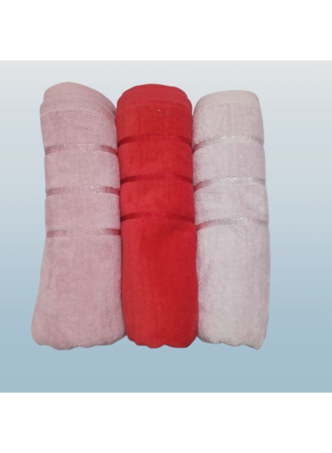 High-quality 3-piece towel set (one side cotton, one side velvet), 50x100 cm - Image 2