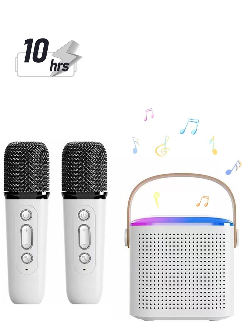 SYOSI Karaoke Machine Portable Bluetooth Speaker with 2 Wireless handheled Microphones LED Lights Portable Bluetooth Karaoke Speaker for All Smartphones for Home Party Birthday Gifts - Image 1