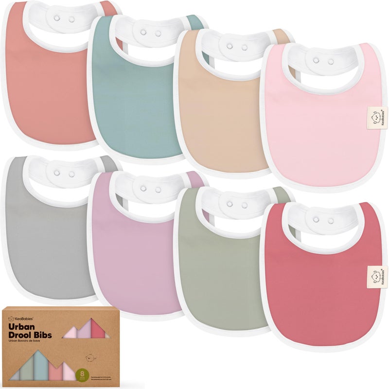 KeaBabies 8-Pack Organic Baby Bibs for Boys, Girls - Soft Cotton Drooling and Teething Bibs for Baby Girl & Boy, Extra Absorbent, Easy To Clean & Put On for Toddler, Newborn, Infant 0-24 Months (Muted Pastel) - Image 1