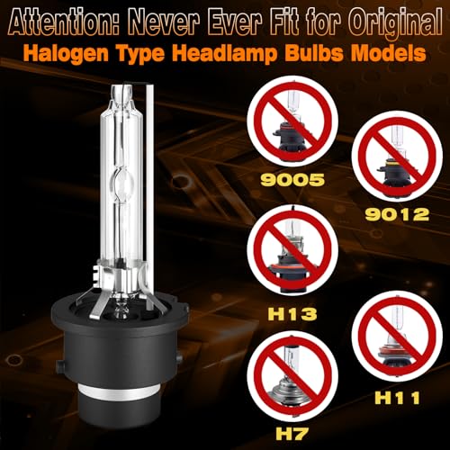 Xenooto D2S Xenon HID Headlight Bulbs for Nissan Murano 2003 2004 2005 2006 2007 2008 2009 2010 2011 2012 2013 2014, 3.5 V6 High Low Beam, 6000K Bright White Lights D2SC1, Not for Halogen, 2 Pack - Image 2