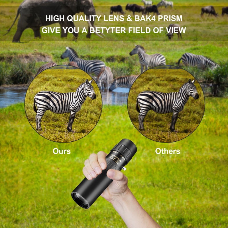 10X-30X Zoom Monocular Telescope: BAK4 Prism FMC Green Film Lens - Ultra-Compact Lightweight Portable Design Adjustable Focus for Hiking Bird Watching Wildlife Viewing - Image 4