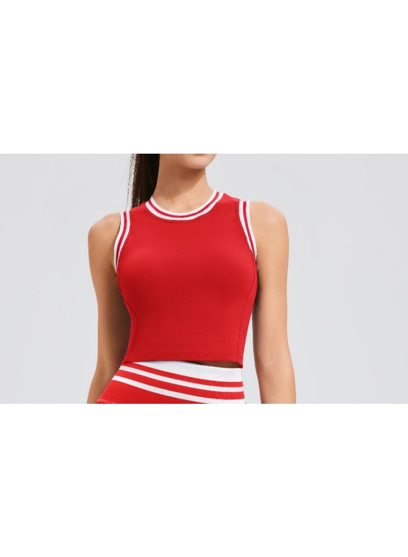 Women Fitness Workout Tank Tops with Shelf Built In Bra with Fixed Padding Sportswear Sports Vest for Yoga Gym  - Image 1