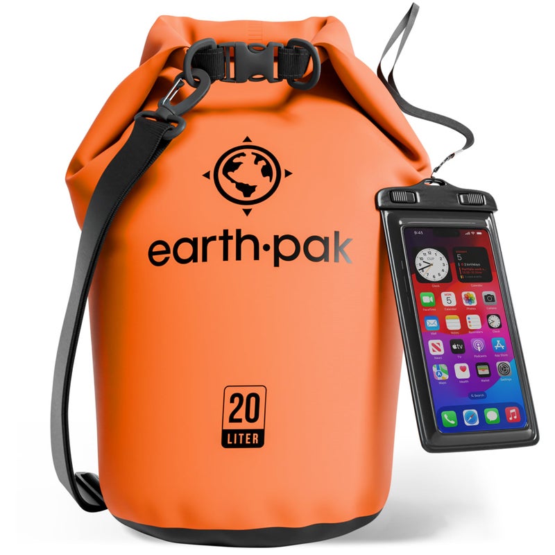 Earth Pak حقيبة إيرث باك المقاومة للماء - حقيبة ظهر مقاومة للماء مع غطاء قابل للطي تحافظ على المعدات جافة لقوارب الكاياك مع حقيبة هاتف مقاومة للماء - Image 1