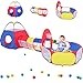 PigPigPen 3 in 1 Kids Play Tent with Play Tunnel Ball Pit Basketball Hoop for Boys  Girls Toddler Pop Up Playhouse Toy for Baby IndoorOutdoor Gift for Year Old Child Colorful 3pc Play Tent - Image 2