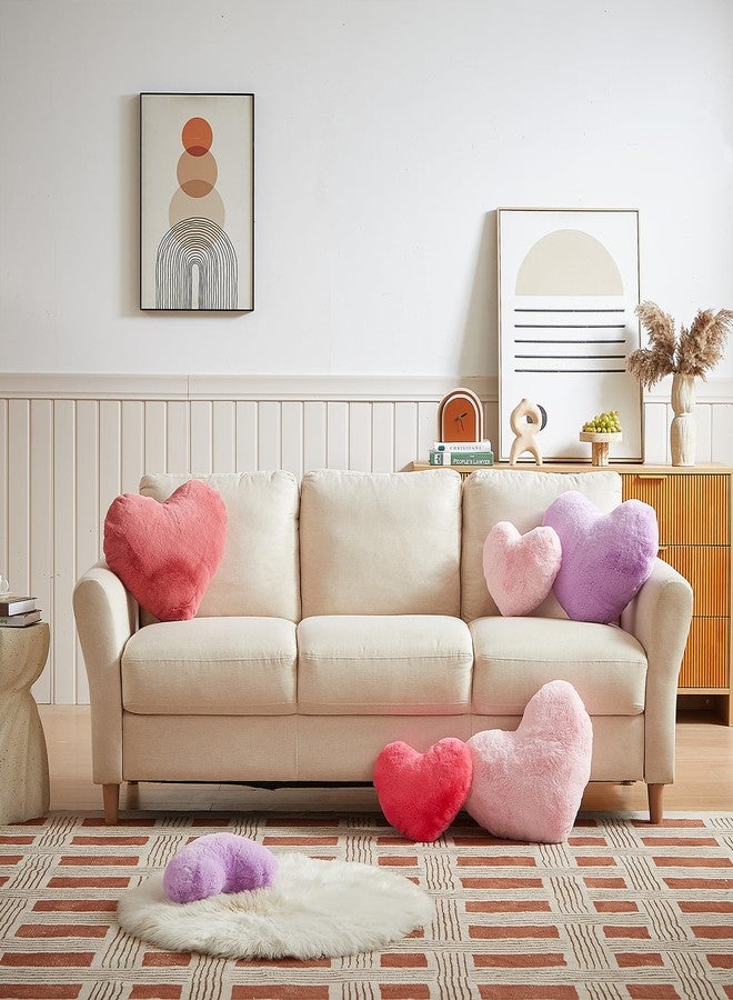 EastTree Heart Pillows, Peach Pink Heart Shaped Pillows, Love Throw Pillows Gifts, Ultra Faux Rabbit Fur Soft Small Cute Fluffy Pillows, Women Girls Kid Living Room Decor 10x13 Inch - Image 3