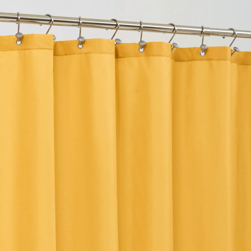 ALYVIA SPRING Yellow Shower Curtain or Liner with 3 Magnets Soft Hotel Quality Fabric Shower Curtain for Bathroom LightWeight Machine Washable Standard Size 72x72 Mustard Yellow