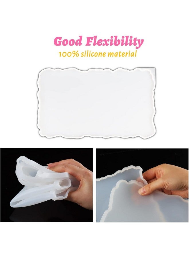 Snoogg Zigzag Tray with Handel Pair Silicone Moulds for Resin Casting, Irregular Rectangle Tray Mould with Handles, Size 9x12, 12x14 and 14x 16. (8.5X14) - Image 2