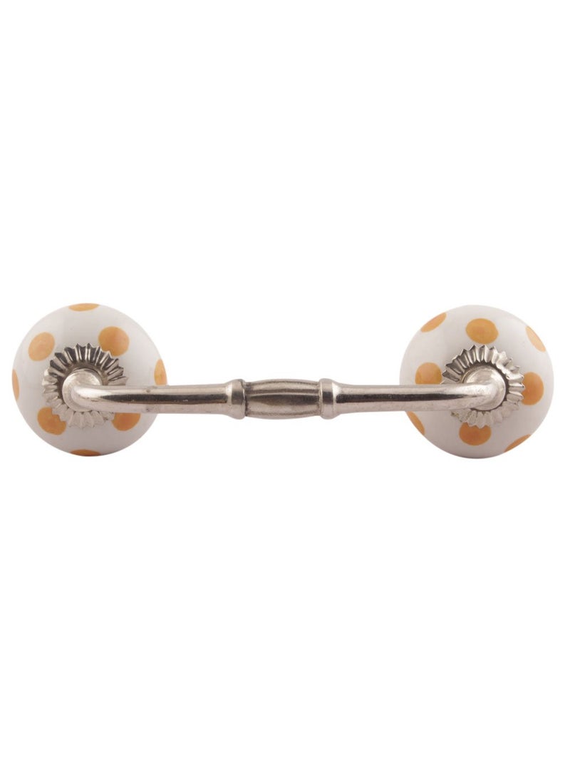 Indian-Shelf IndianShelf 1 Pack Ceramic Drawer Handles for Cabinets and Drawers Mustard Dresser Pulls for Door Silver Hardware 8 Hole to Hole BH549DCK142 