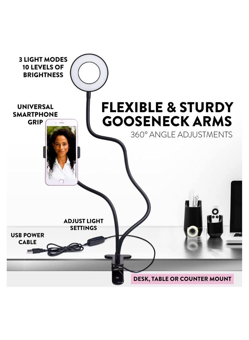 PRINTSHOP4ME Professional Live stream Selfie Ring Light with mobile Phone Holder Stand for Live StreamMakeup ,3-Light Mode, 10-Level Brightness & More Compatible with Universal Phone - Image 2