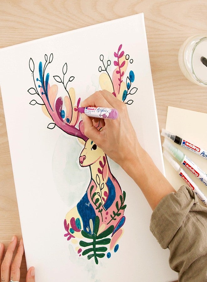 Edding Start Easy Set - Acrylic Paint Pens, Waterproof; Fine and Medium Nib, Incl. Postcard Pad - Set of 8 Pens - Nordic - For Canvas, Wood, Rock Painting - Image 2