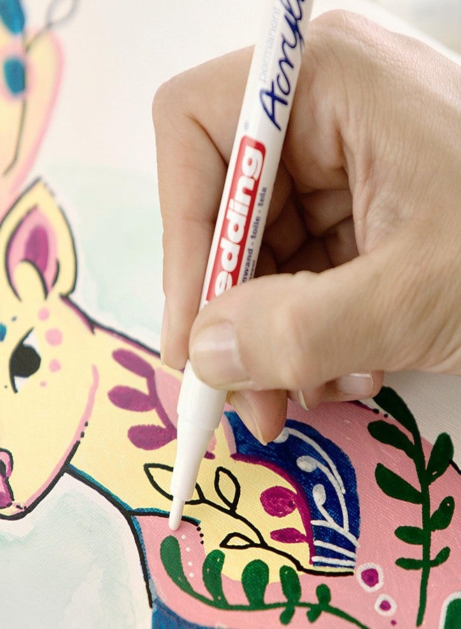 Edding Start Easy Set - Acrylic Paint Pens, Waterproof; Fine and Medium Nib, Incl. Postcard Pad - Set of 8 Pens - Nordic - For Canvas, Wood, Rock Painting - Image 3