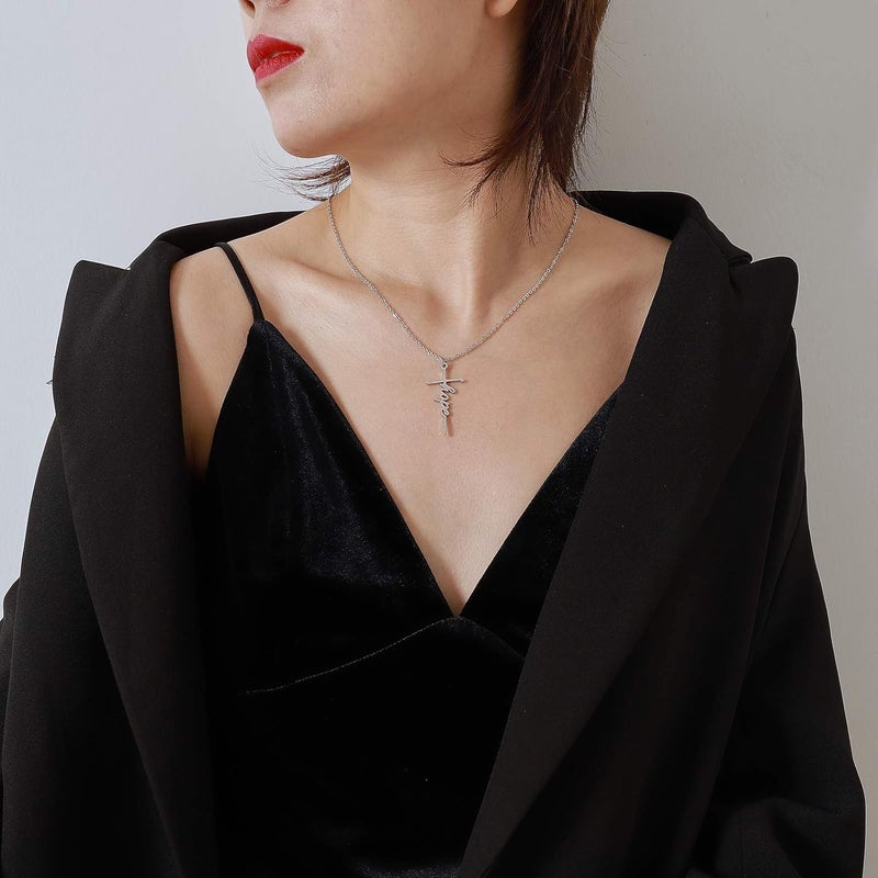 Lcherry Faith Cross Pendant Necklace for Women Religious Christian Jewelry Mother's Day Gifts for Women - Image 2