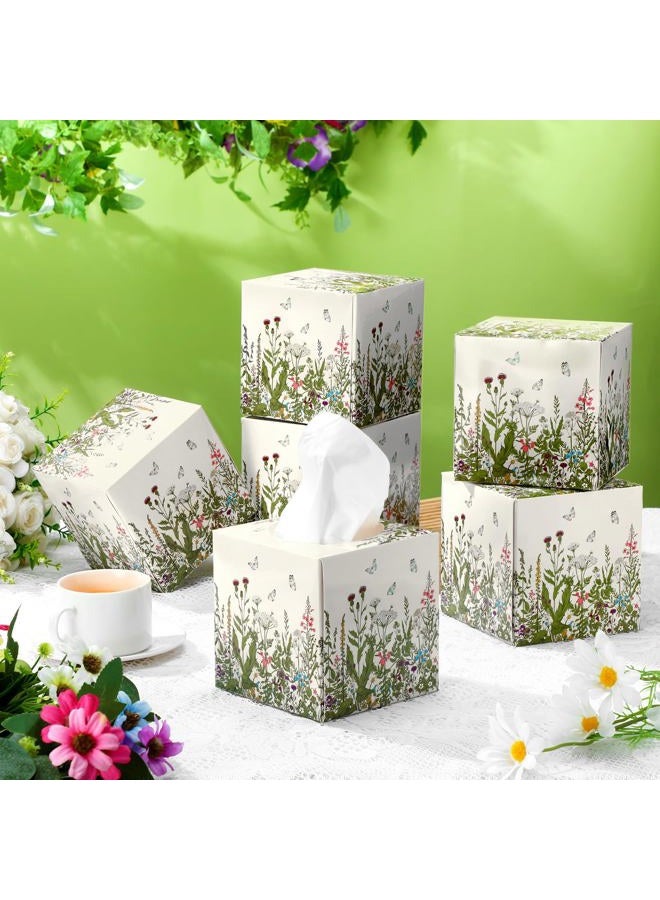 Marsui 4.7 Inch Large Tissue Cube Boxes 2 Ply 7.18 * 8.7 Inch Facial Papers Large Tissues Boxes Cover Bulk Travel Size Face Facial Cube Pack Upright Face for Bathroom Kitchen Bedroom(Wildflowers) - Image 3