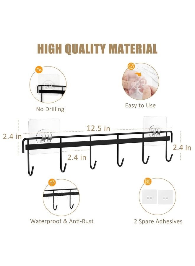 HOMESTAR Kitchen Utensil Hanger, Adhesive Utensil Holder Wall Mount Kitchen Rack Rail with 12 Hooks, Space Saving and No Drilling, Black, 2 Pcs - Image 3
